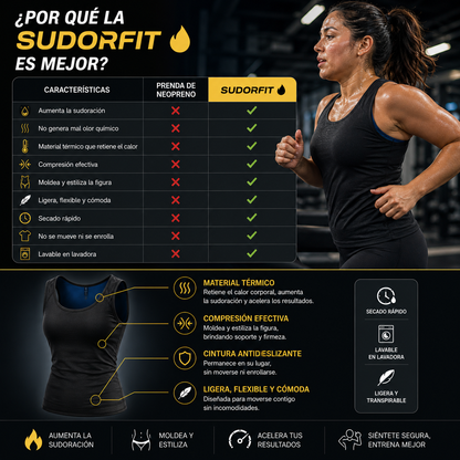 SudorFit™ | Camiseta Mujer Sauna Reductora para Abdomen y Cintura